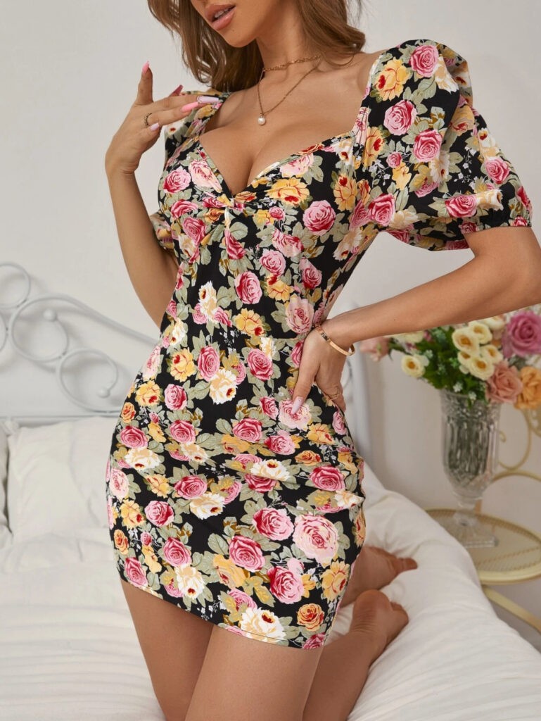 Modesta Women's Elegant Floral Print Twist Bodycon Dress main image 0